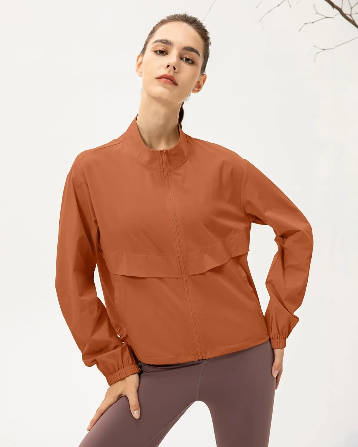 Locachy Women's Lightweight Zip Up Athletic Jacket Stand Collar Windproof Sun Protection Workout Outdoor Jacket