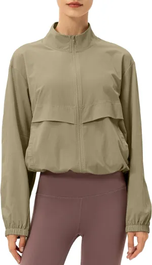 Locachy Women's Lightweight Zip Up Athletic Jacket Stand Collar Windproof Sun Protection Workout Outdoor Jacket