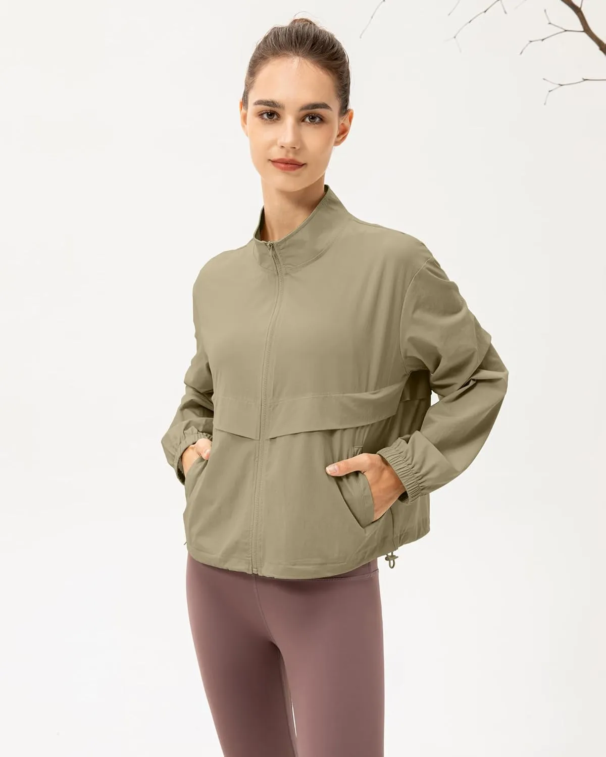 Locachy Women's Lightweight Zip Up Athletic Jacket Stand Collar Windproof Sun Protection Workout Outdoor Jacket