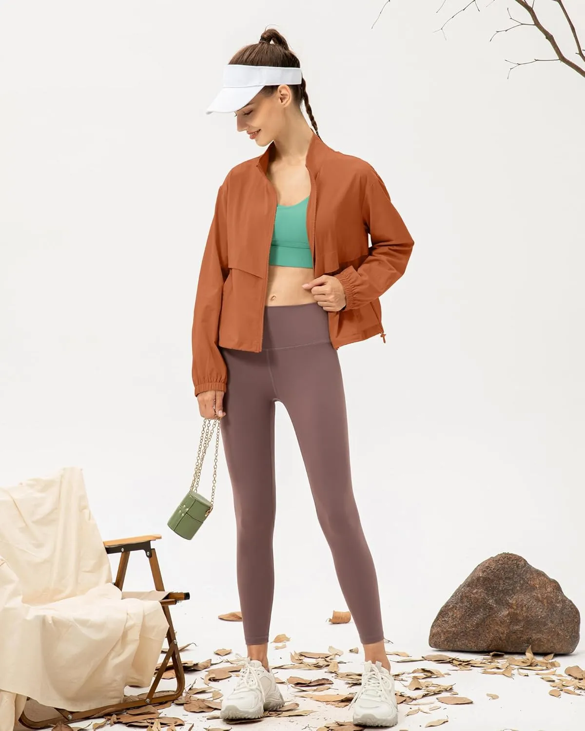 Locachy Women's Lightweight Zip Up Athletic Jacket Stand Collar Windproof Sun Protection Workout Outdoor Jacket