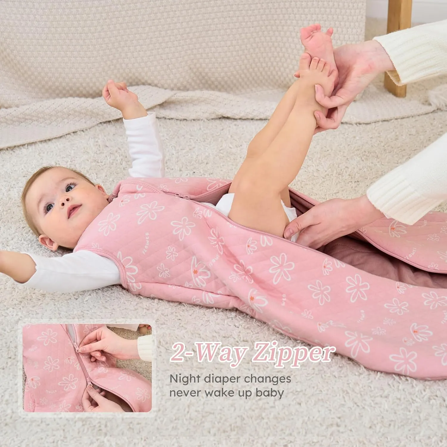 Looxii Baby Wearable Blanket Sleep Sack 18-24 Months 2.5 TOG Cotton Quilted Toddler Sleeping Sack 2-Way Zipper Warm for Winter