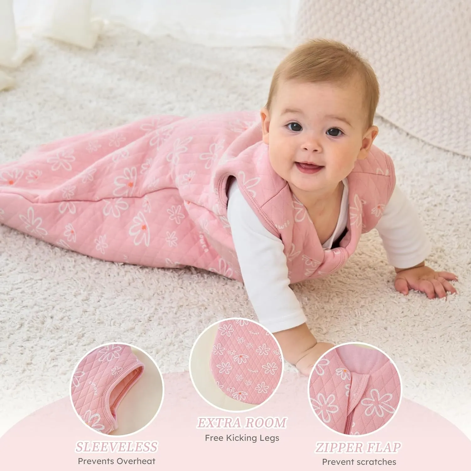 Looxii Baby Wearable Blanket Sleep Sack 18-24 Months 2.5 TOG Cotton Quilted Toddler Sleeping Sack 2-Way Zipper Warm for Winter