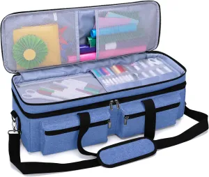 LUXJA Double-Layer Bag Compatible with Cricut Explore Air (Air2) and Maker, Carrying Bag Compatible with Cricut Die-Cut Machine and Supplies, Blue (Bag Only, Patent Design)