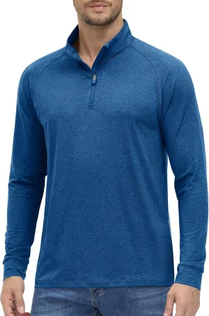 MAGCOMSEN Men's 1/4 Zip Pullover UPF 50  Long Sleeve Sun Protection Sports Shirts Lightweight Athletic Workout Shirt