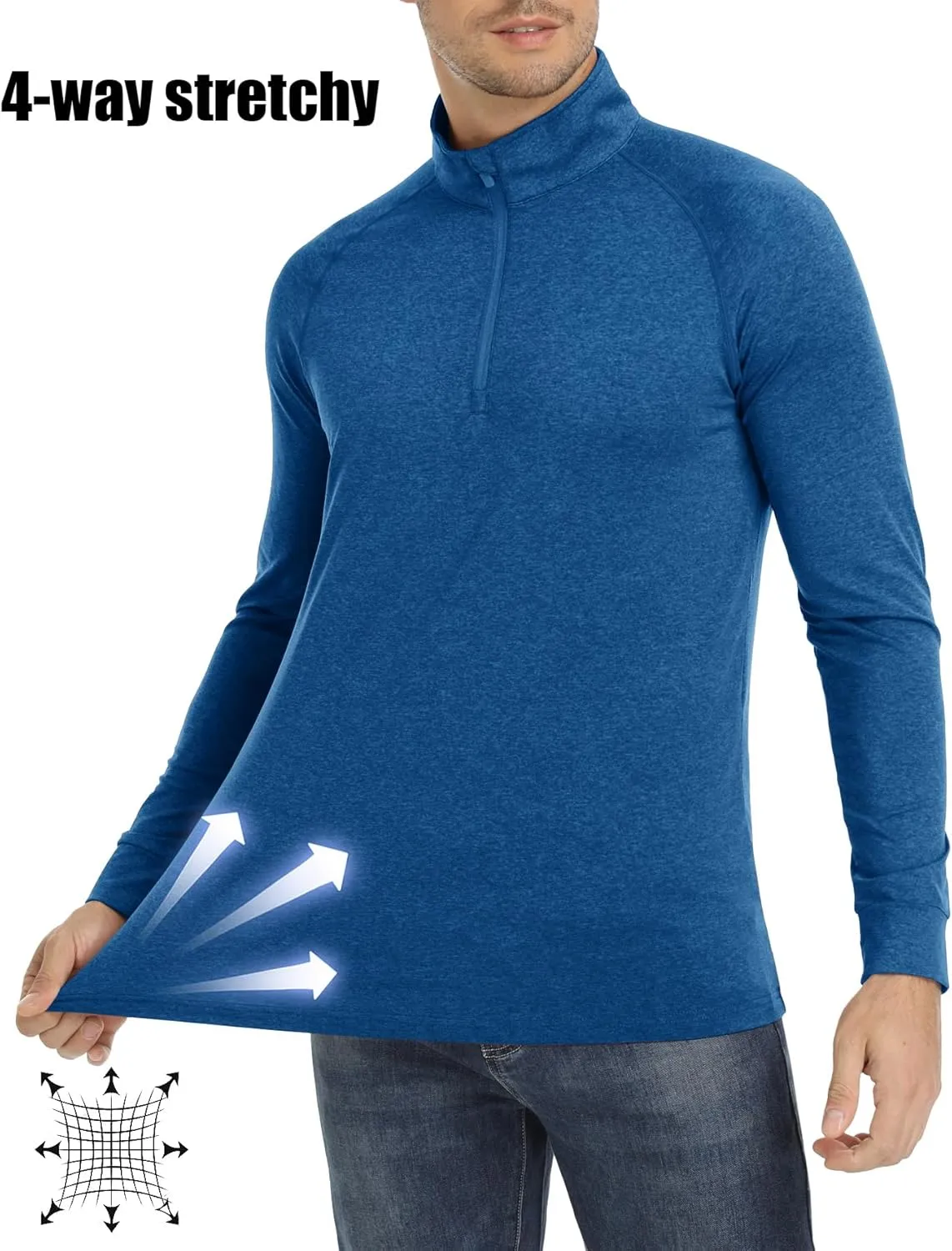 MAGCOMSEN Men's 1/4 Zip Pullover UPF 50  Long Sleeve Sun Protection Sports Shirts Lightweight Athletic Workout Shirt