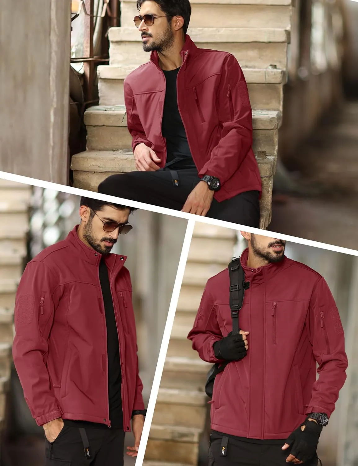 MAGCOMSEN Men's Tactical Jacket Water Resistant 6 Pockets Softshell Fleece Lining Hiking Winter Jacket Windbreaker Outwear