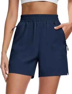 MAGCOMSEN Women's 5" Hiking Cargo Shorts UPF 50  Quick Dry Lightweight Golf Athletic Casual Summer Shorts with Pockets