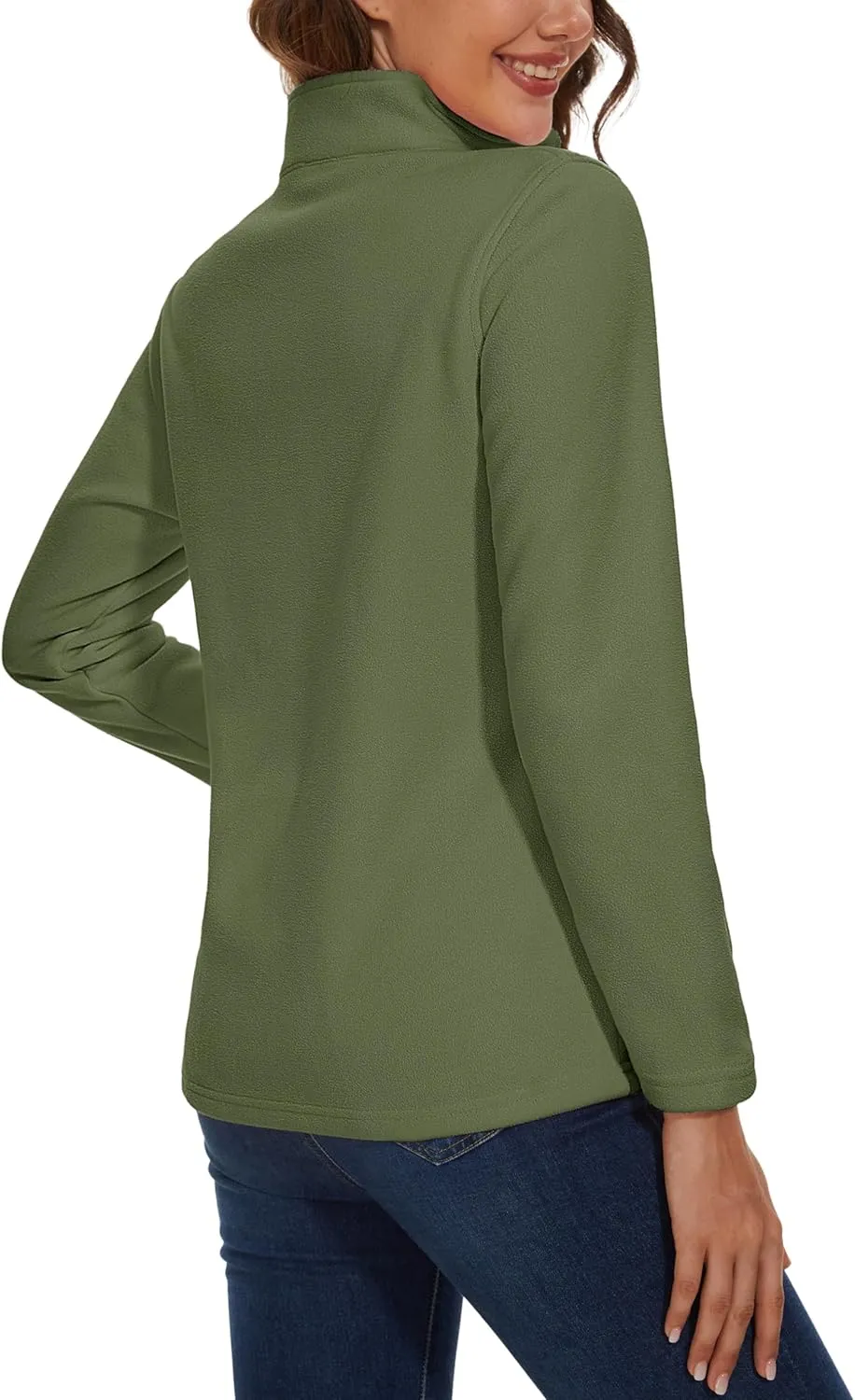 MAGCOMSEN Women's Quarter Zip Pullover Polar Fleece Sweatshirts Lightweight Stand-Collar Jacket Warm Tops