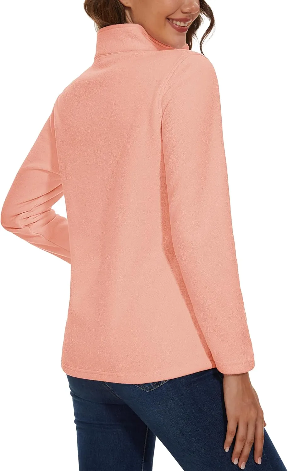 MAGCOMSEN Women's Quarter Zip Pullover Polar Fleece Sweatshirts Lightweight Stand-Collar Jacket Warm Tops