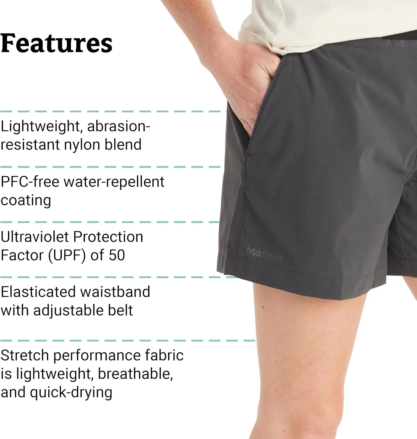 MARMOT Women's Kodachrome 5" Shorts - Lightweight, Breathable, Water-Repellant Quick-Drying Stretch with UPF Protection