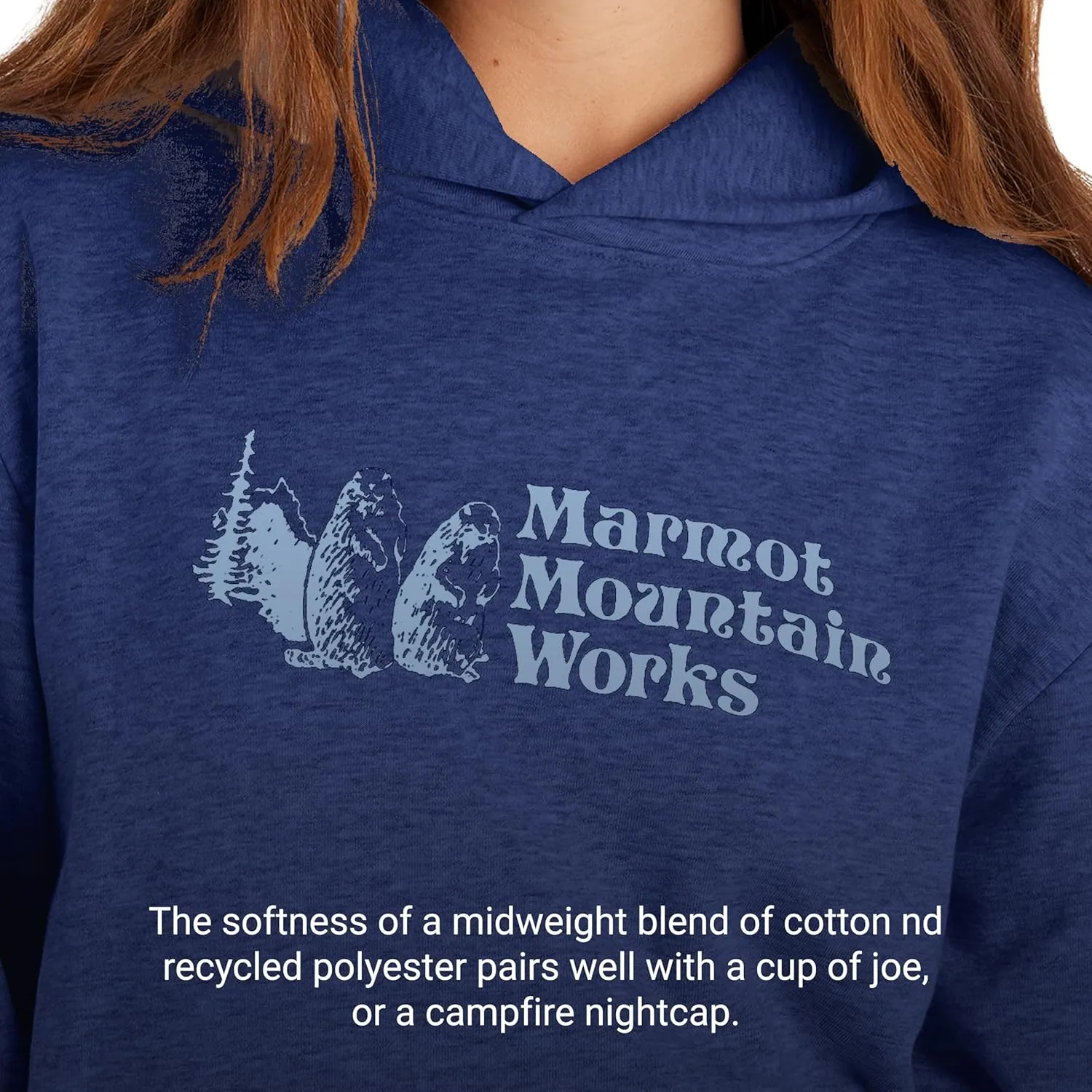 MARMOT Women's Marmot for Life Hoody - Hooded Sweatshirt with Screen Printed Graphic, Double-Layer Hood and Kangaroo Pocket