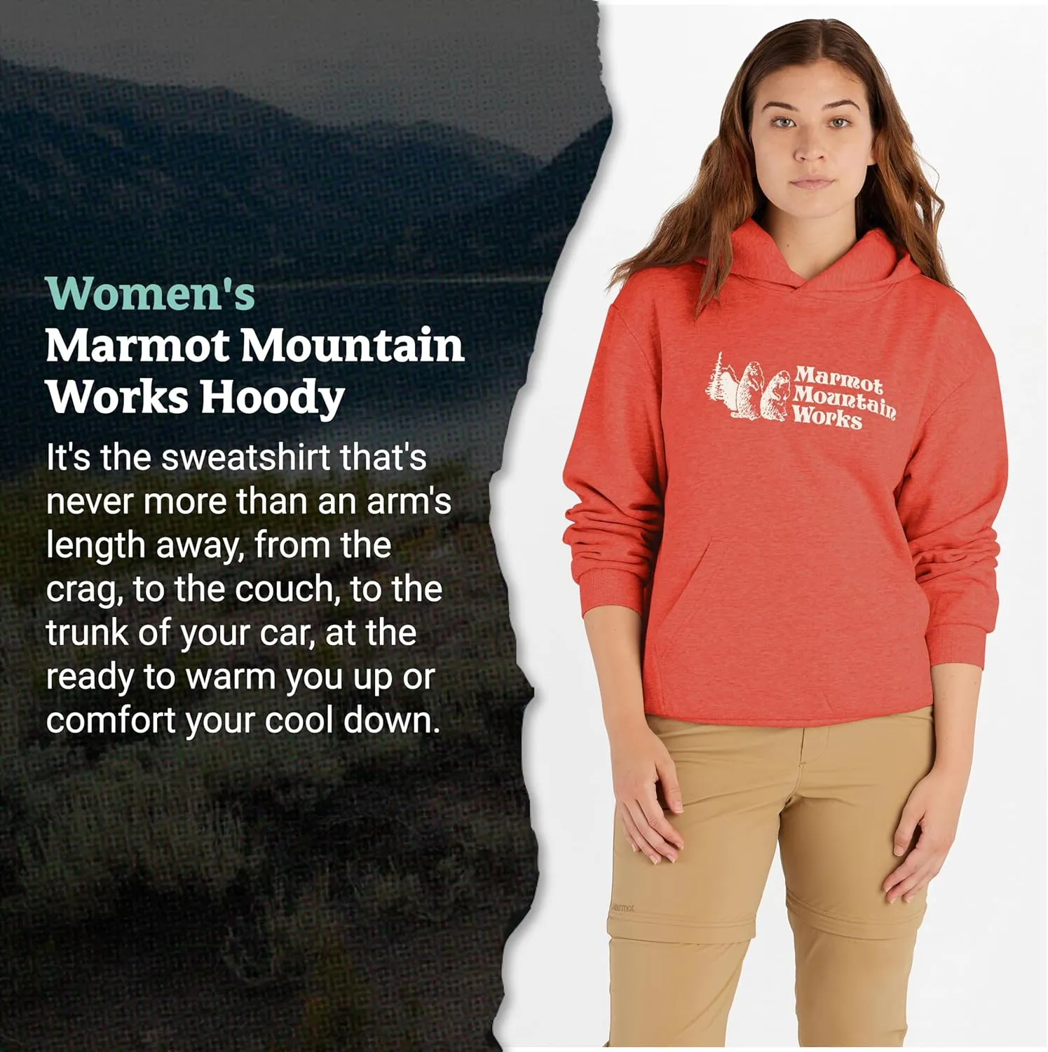 MARMOT Women's Marmot for Life Hoody - Hooded Sweatshirt with Screen Printed Graphic, Double-Layer Hood and Kangaroo Pocket