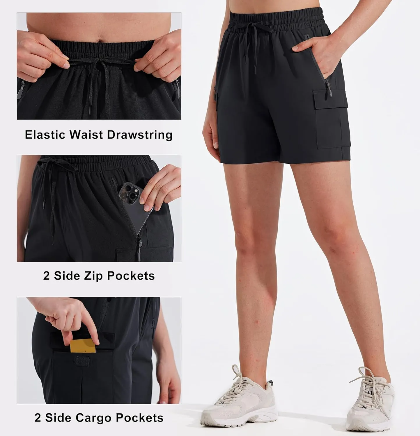 MASKERT Women's Hiking Cargo Shorts 5" 7" 9" Quick Dry Athletic Golf Shorts Lightweight Running Summer Casual Shorts