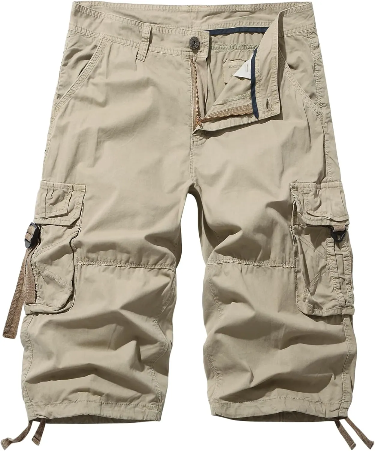 Men's Cargo Shorts 3/4 Cotton Relaxed Fit Below Knee Capri Cargo Pants