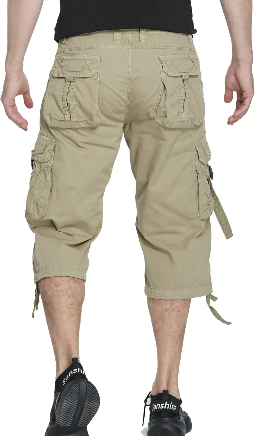 Men's Cargo Shorts 3/4 Cotton Relaxed Fit Below Knee Capri Cargo Pants
