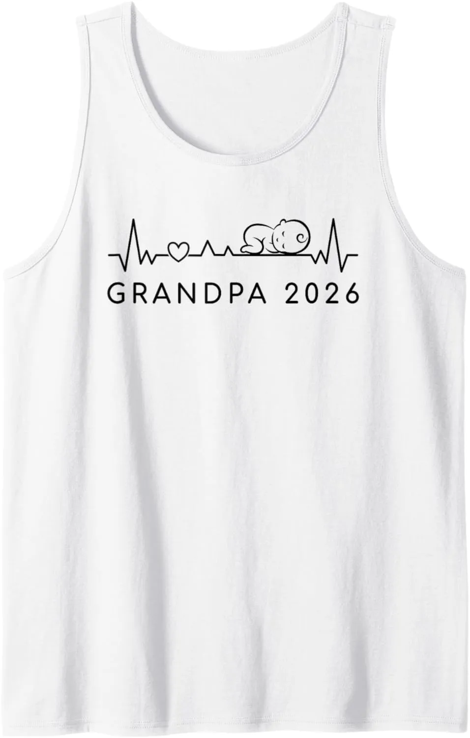 Mens Grandpa 2026 Baby Announcement Heartbeat For Future Gramps Tank Top