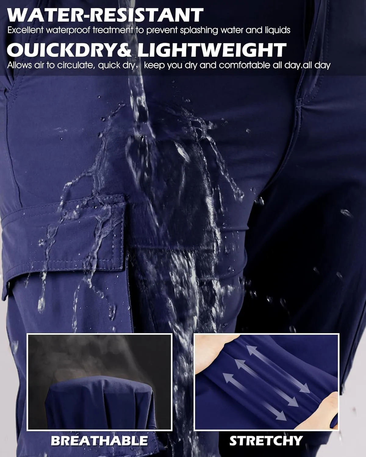 Men's Hiking Convertible Pants Quick Dry Lightweight Zip Off Cargo Pant Waterproof Fishing Shorts for Outdoor,Safari,Camping