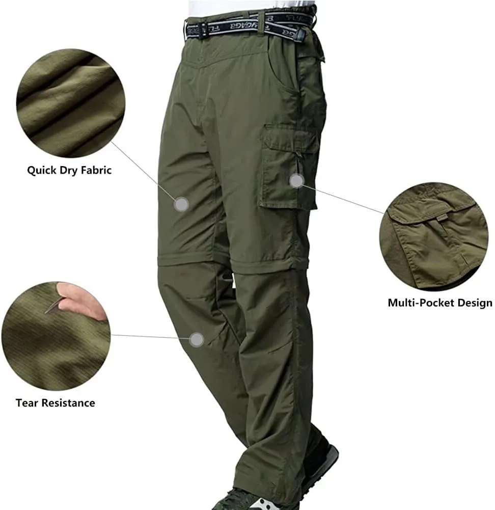 Mens Hiking Pants Convertible Zip Off Shorts Outdoor Quick Dry Lightweight Fishing Travel Safari Cargo Trouser