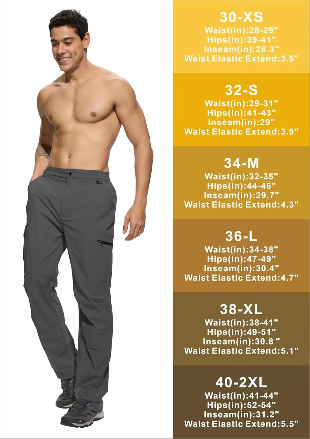 Men's Lightweight Hiking Cargo Pants Waterproof Quick Dry Travel Climbing Camping Fishing Mens Work Pants Outdoor