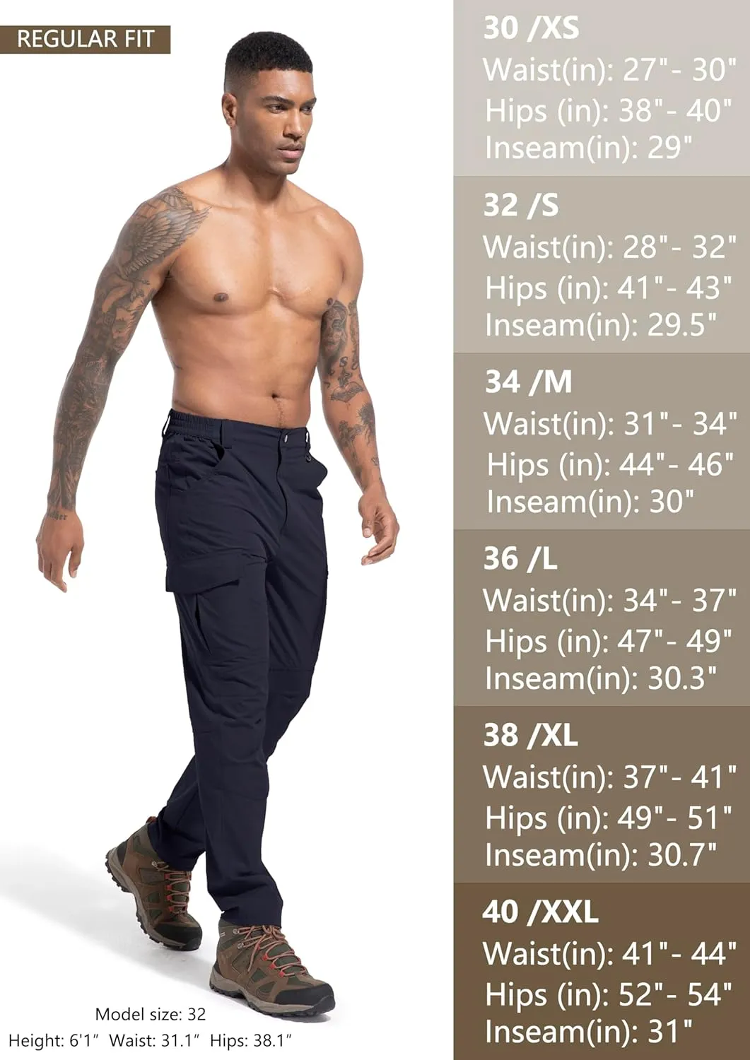 Men's Lightweight Hiking Cargo Work Pants Quick Dry Water Resistant Fishing Travel Climbing Outdoor Stretch Pants