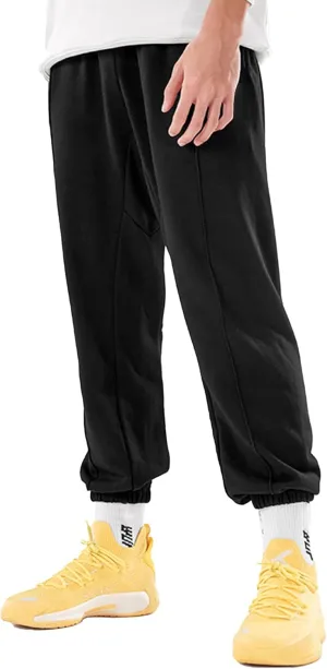Men's Loose-fit Cotton Sweatpants Athletic Joggers Lounge Pants with Deep Pockets for Basketball Workout