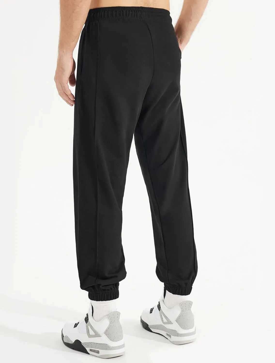 Men's Loose-fit Cotton Sweatpants Athletic Joggers Lounge Pants with Deep Pockets for Basketball Workout