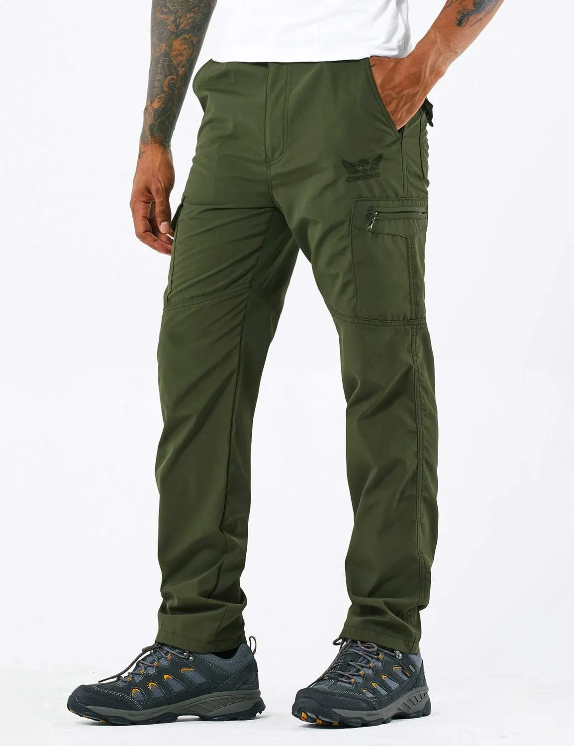 Men's Outdoor Hiking Pants Lightweight and Thick Fleece Cargo Climbing Camping Ski Trousers
