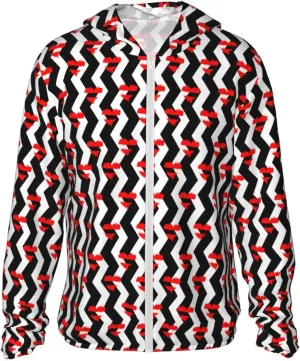 Men's Outdoor Lightweight Uv Sun Protection Jacket,Black and White Stripes Long Sleeve Hooded Shirt