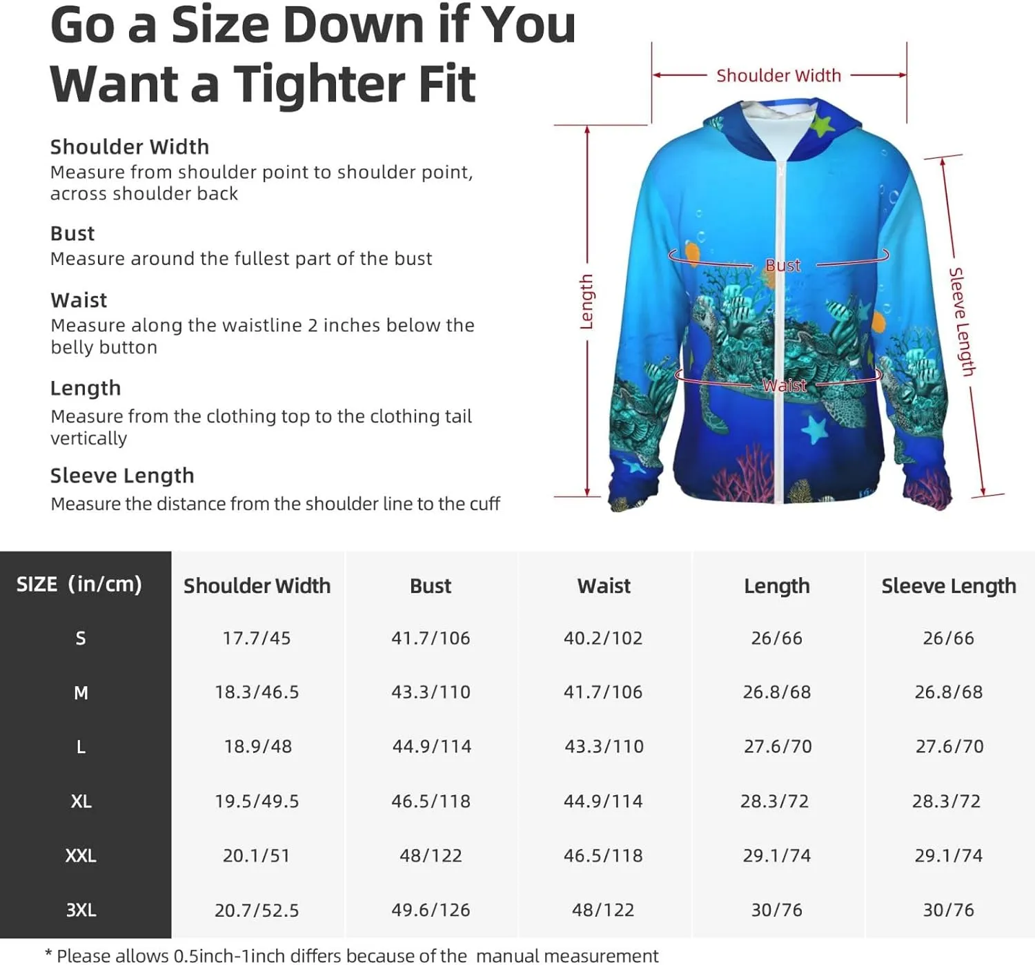 Men's Outdoor Lightweight Uv Sun Protection Jacket,Sea Turtle Long Sleeve Hooded Shirt