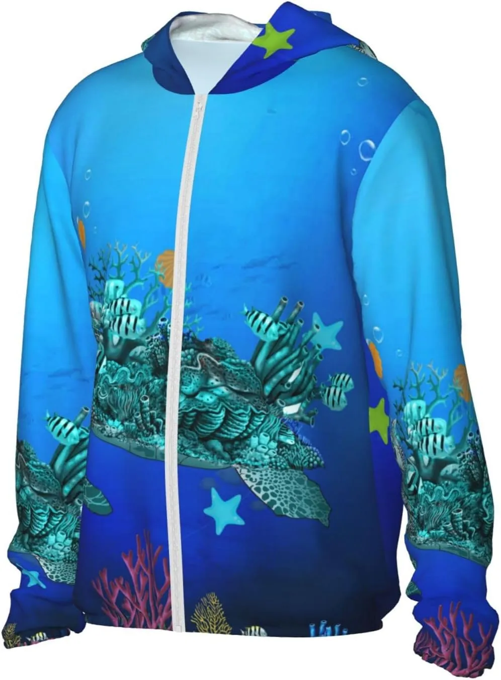 Men's Outdoor Lightweight Uv Sun Protection Jacket,Sea Turtle Long Sleeve Hooded Shirt