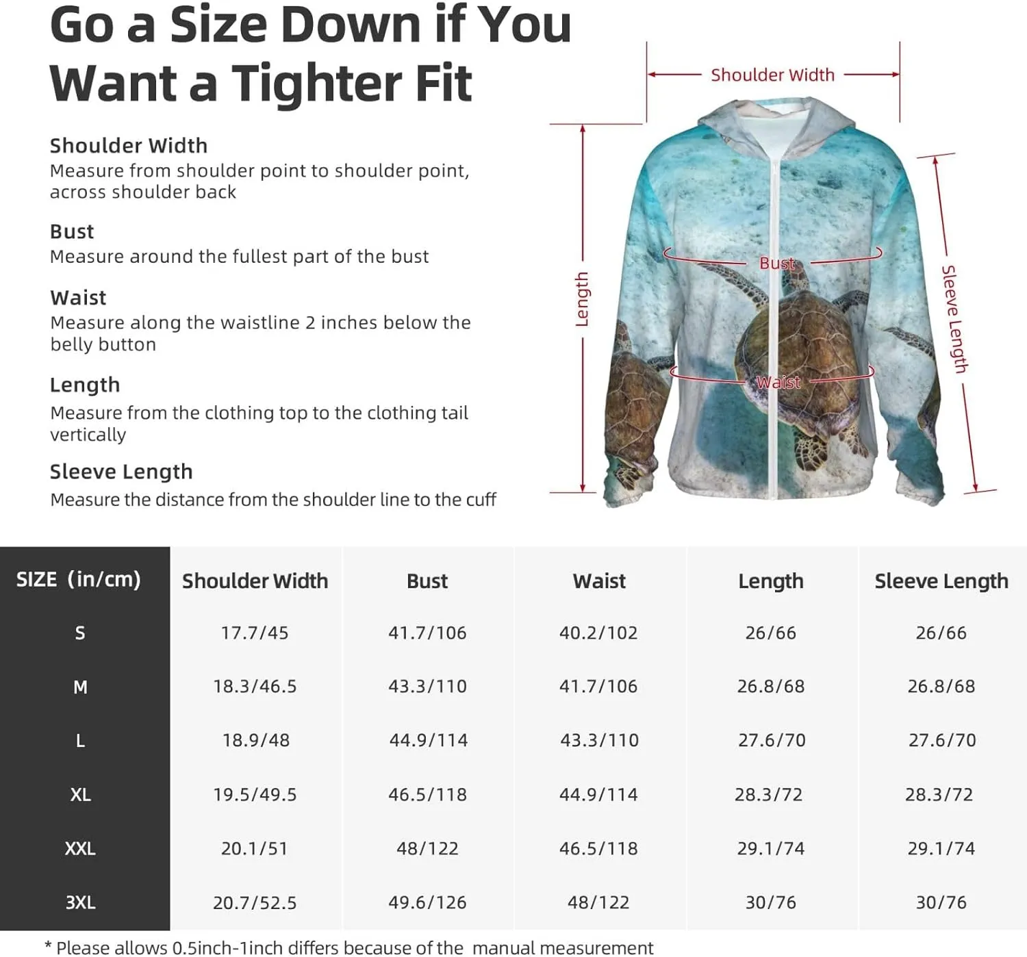 Men's Outdoor Lightweight Uv Sun Protection Jacket,Sea Turtle Long Sleeve Hooded Shirt