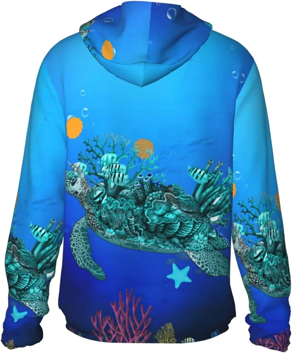 Men's Outdoor Lightweight Uv Sun Protection Jacket,Sea Turtle Long Sleeve Hooded Shirt