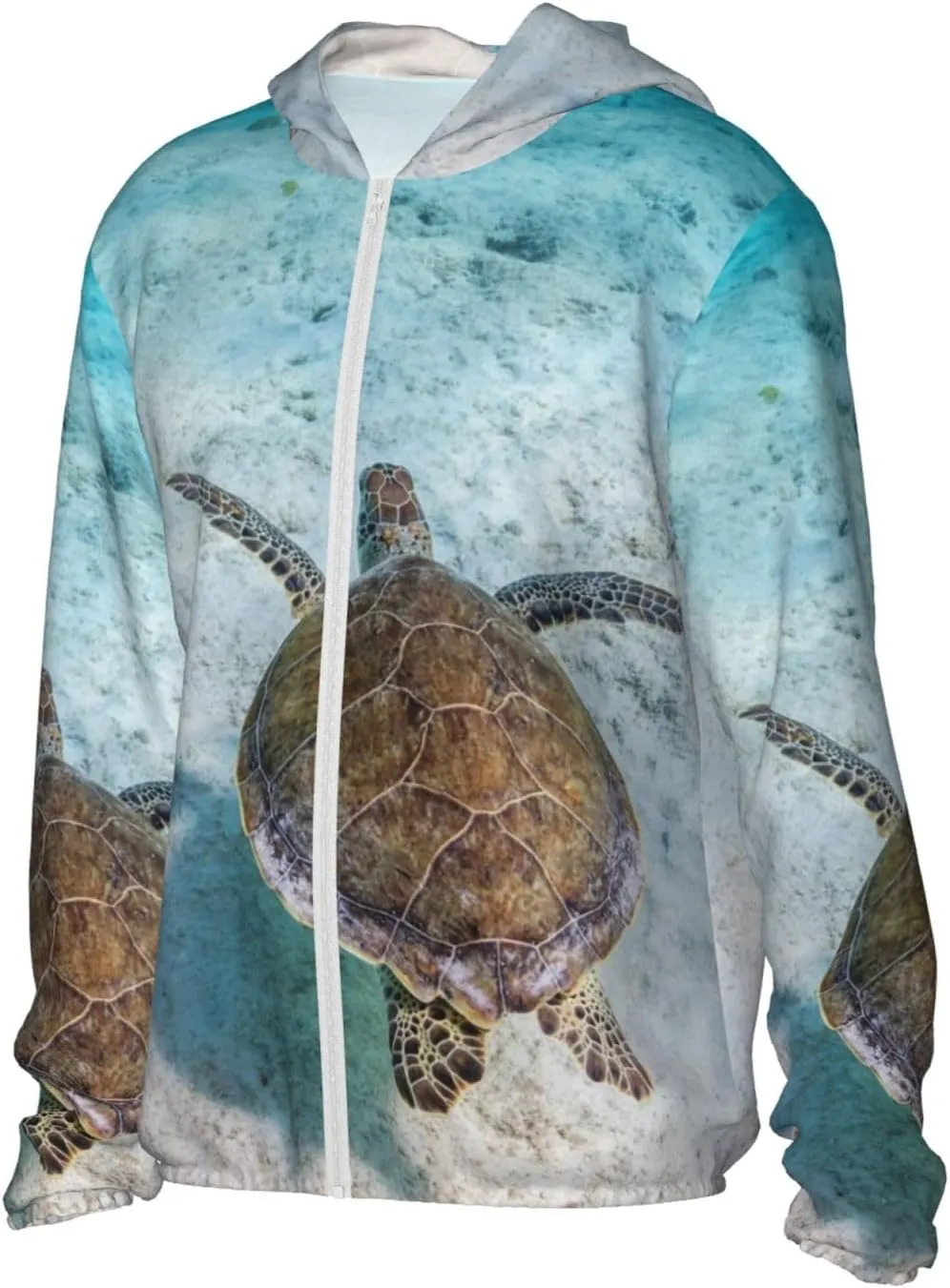 Men's Outdoor Lightweight Uv Sun Protection Jacket,Sea Turtle Long Sleeve Hooded Shirt