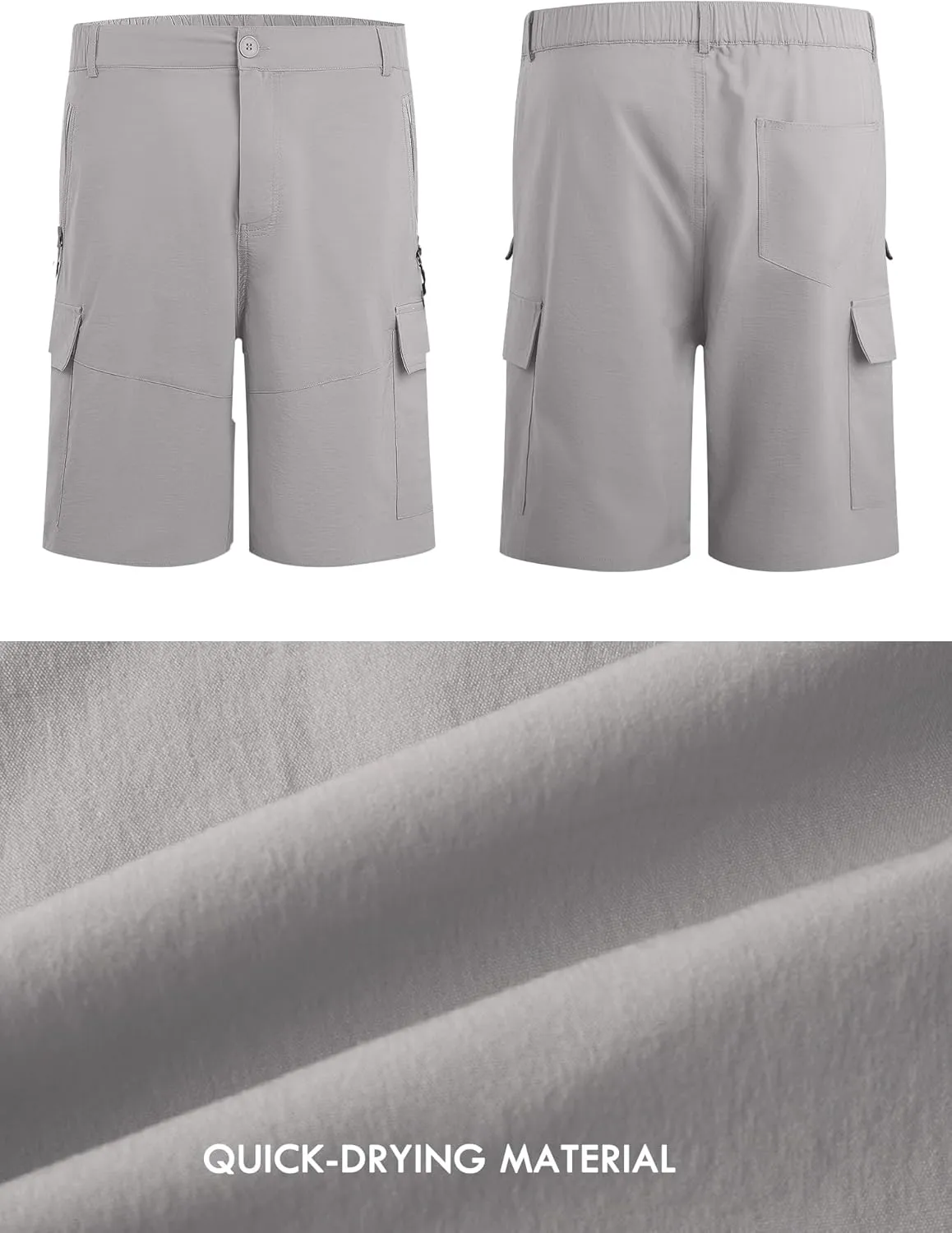 Men's Quick Dry Hiking Cargo Shorts Lightweight UPF 50  Outdoor Climbing Work Shorts with Zipper Pockets S-2XL