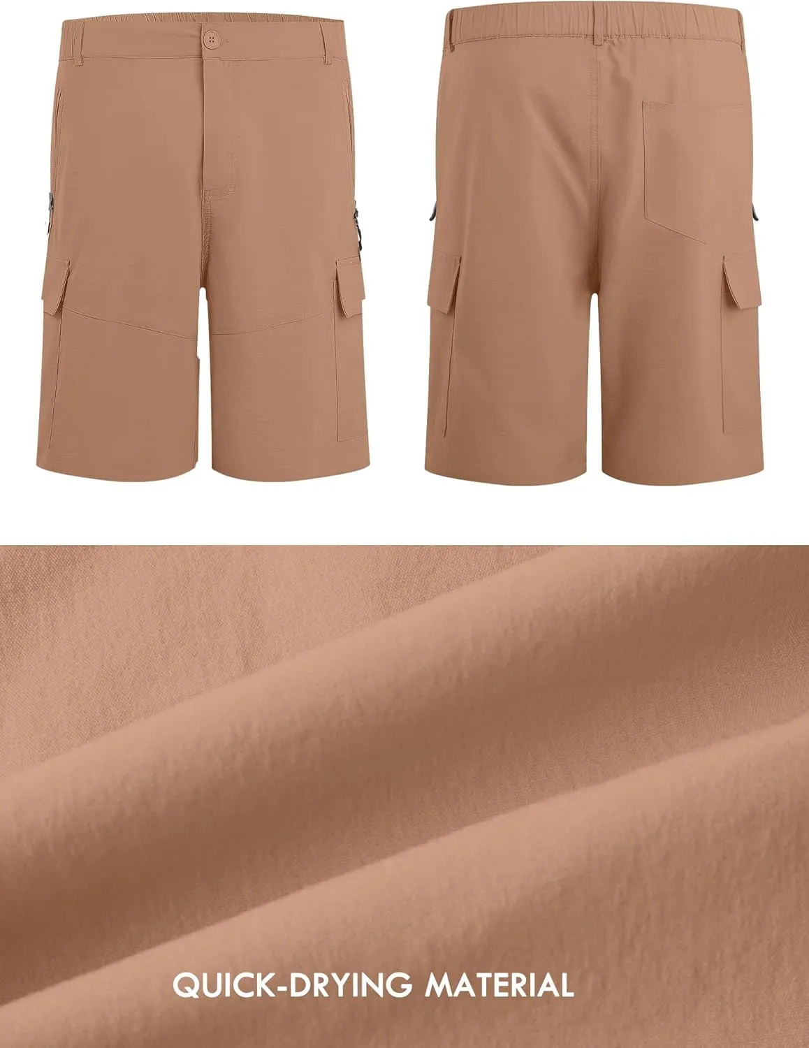 Men's Quick Dry Hiking Cargo Shorts Lightweight UPF 50  Outdoor Climbing Work Shorts with Zipper Pockets S-2XL