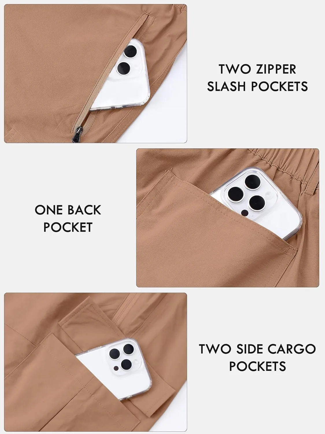Men's Quick Dry Hiking Cargo Shorts Lightweight UPF 50  Outdoor Climbing Work Shorts with Zipper Pockets S-2XL