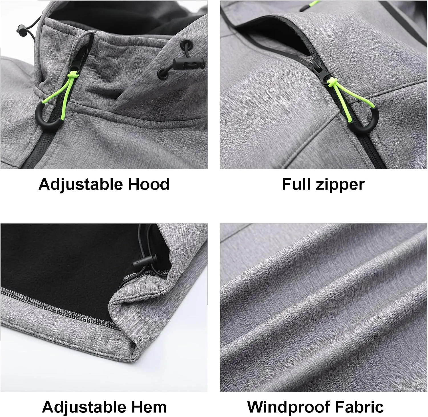 Men's Softshell Jacket with Hooded Fleece Lined Windproof Fishing Hiking Shell Jacket for Men