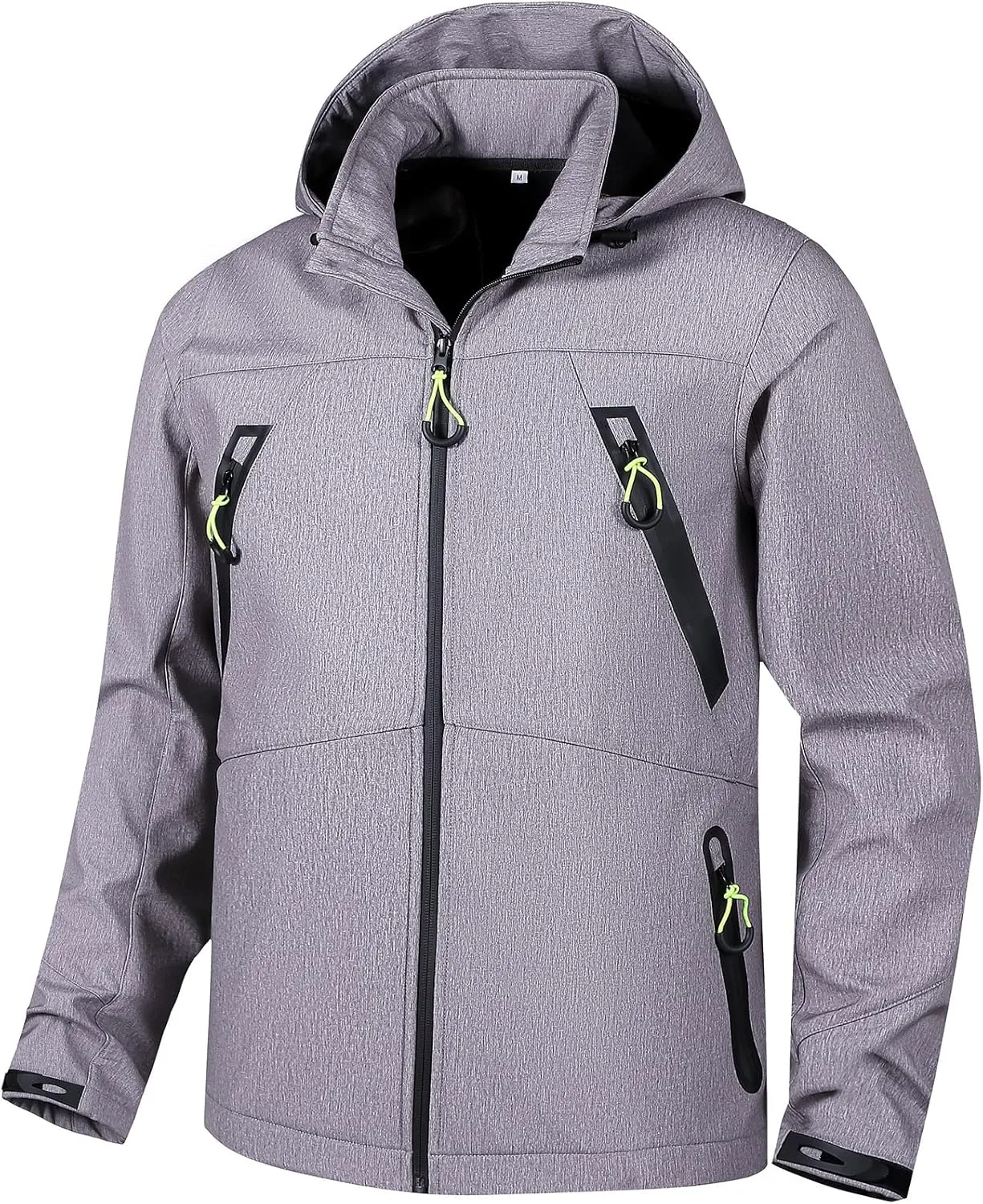 Men's Softshell Jacket with Hooded Fleece Lined Windproof Fishing Hiking Shell Jacket for Men