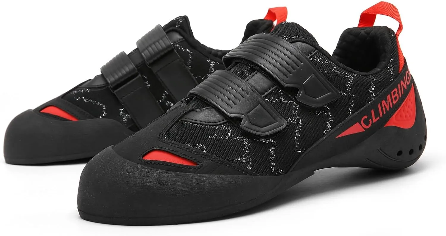 Men's Wall Climbing Shoes, Non-Slip Double-Strap Bouldering Sport Shoes Breathable Rock Climbing Shoes for Adult