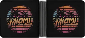 Miami Sunset Leather Wallets for Men Slim Bifold Purse Clutch Double-Sided Printing