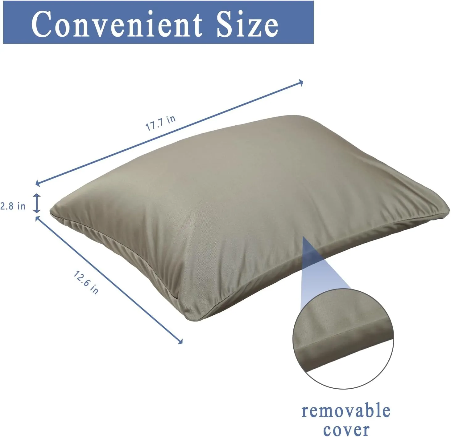 Microbead Throw Pillow with Removable Cover Bed Body Microbead Pillow Neck Head Back Support, Spandex Soft Silky Fabric for Sleeping and Travel Sofa Bedroom Comfortable (Cannelle Color)