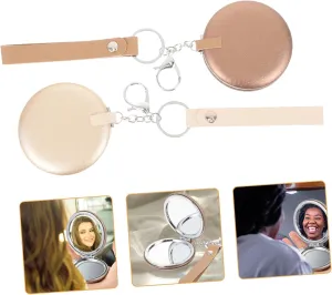 Mini Vanity Mirror Keychain Pendants 2pcs Folding Portable Makeup Mirrors High Definition