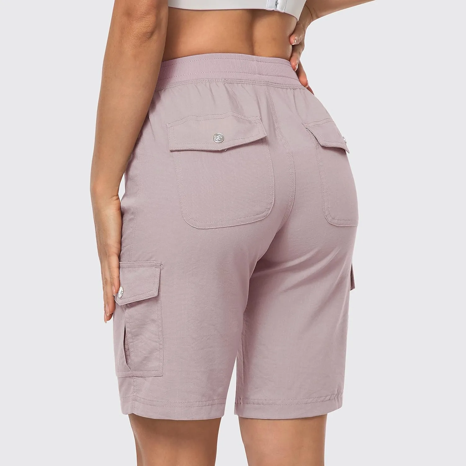 MoFiz Women's 10" Hiking Cargo Shorts 6 Pockets Lightweight Quick Dry Outdoor Running Athletic Short Summer Travel Loose
