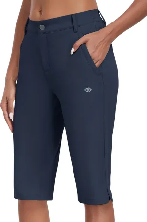 MoFiz Womens 15" Hiking Long Shorts Below Knee Length Capri Cargo Shorts Lightweight Quick Dry Bermuda Shorts