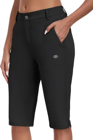 MoFiz Womens 15" Hiking Long Shorts Below Knee Length Capri Cargo Shorts Lightweight Quick Dry Bermuda Shorts