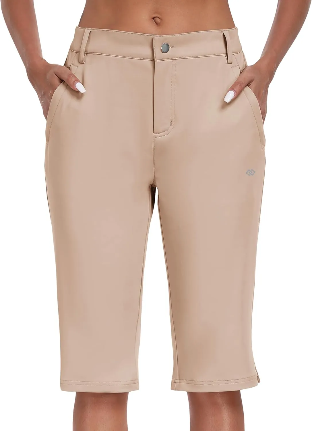 MoFiz Womens 15" Hiking Long Shorts Below Knee Length Capri Cargo Shorts Lightweight Quick Dry Bermuda Shorts