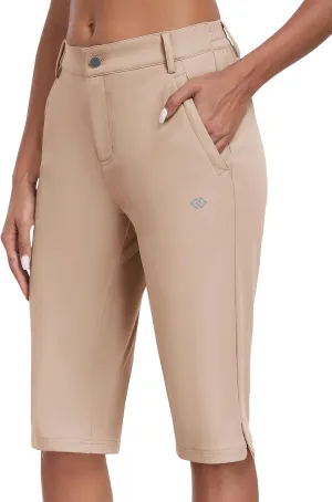 MoFiz Womens 15" Hiking Long Shorts Below Knee Length Capri Cargo Shorts Lightweight Quick Dry Bermuda Shorts