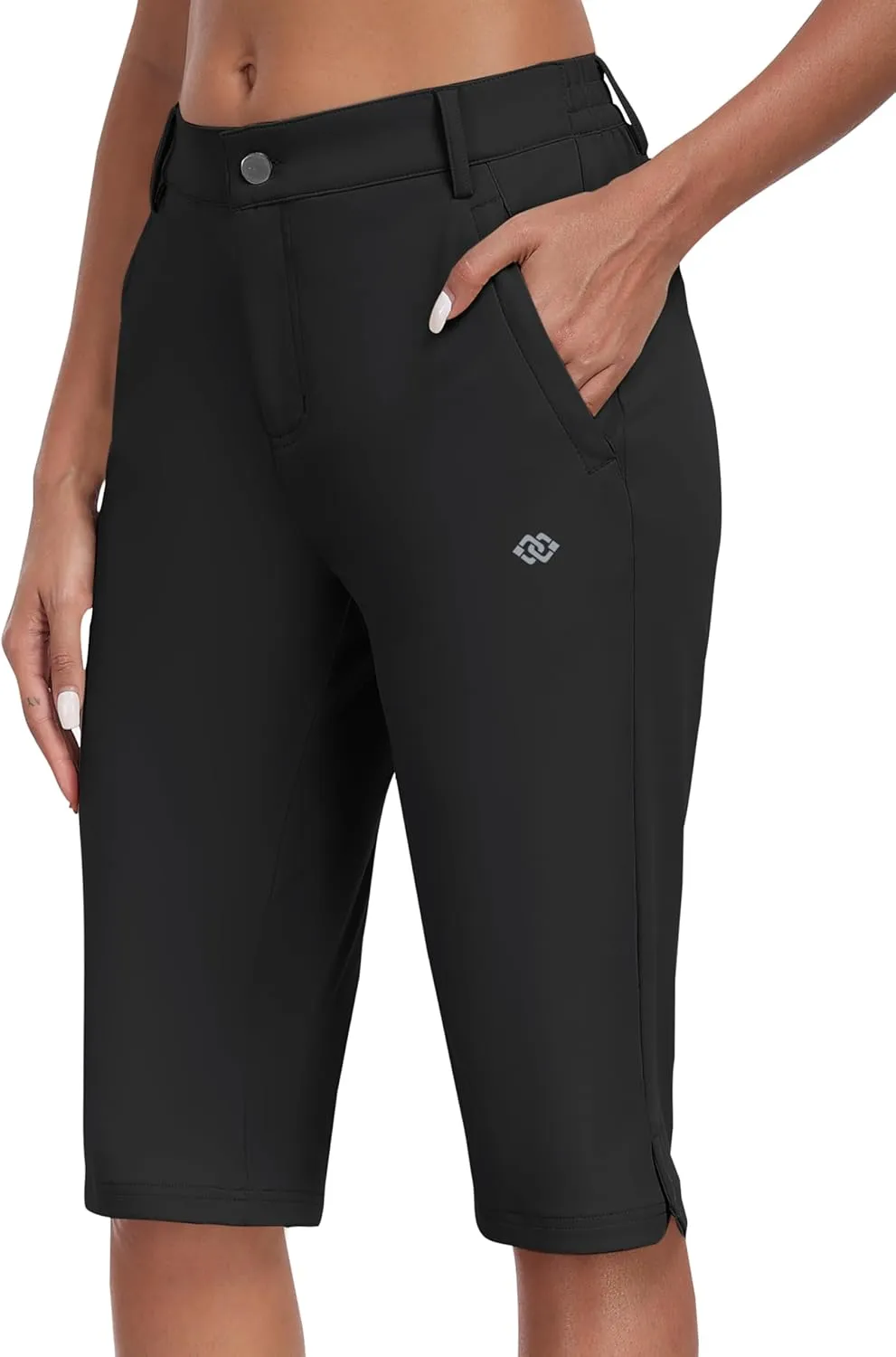 MoFiz Womens 15" Hiking Long Shorts Below Knee Length Capri Cargo Shorts Lightweight Quick Dry Bermuda Shorts