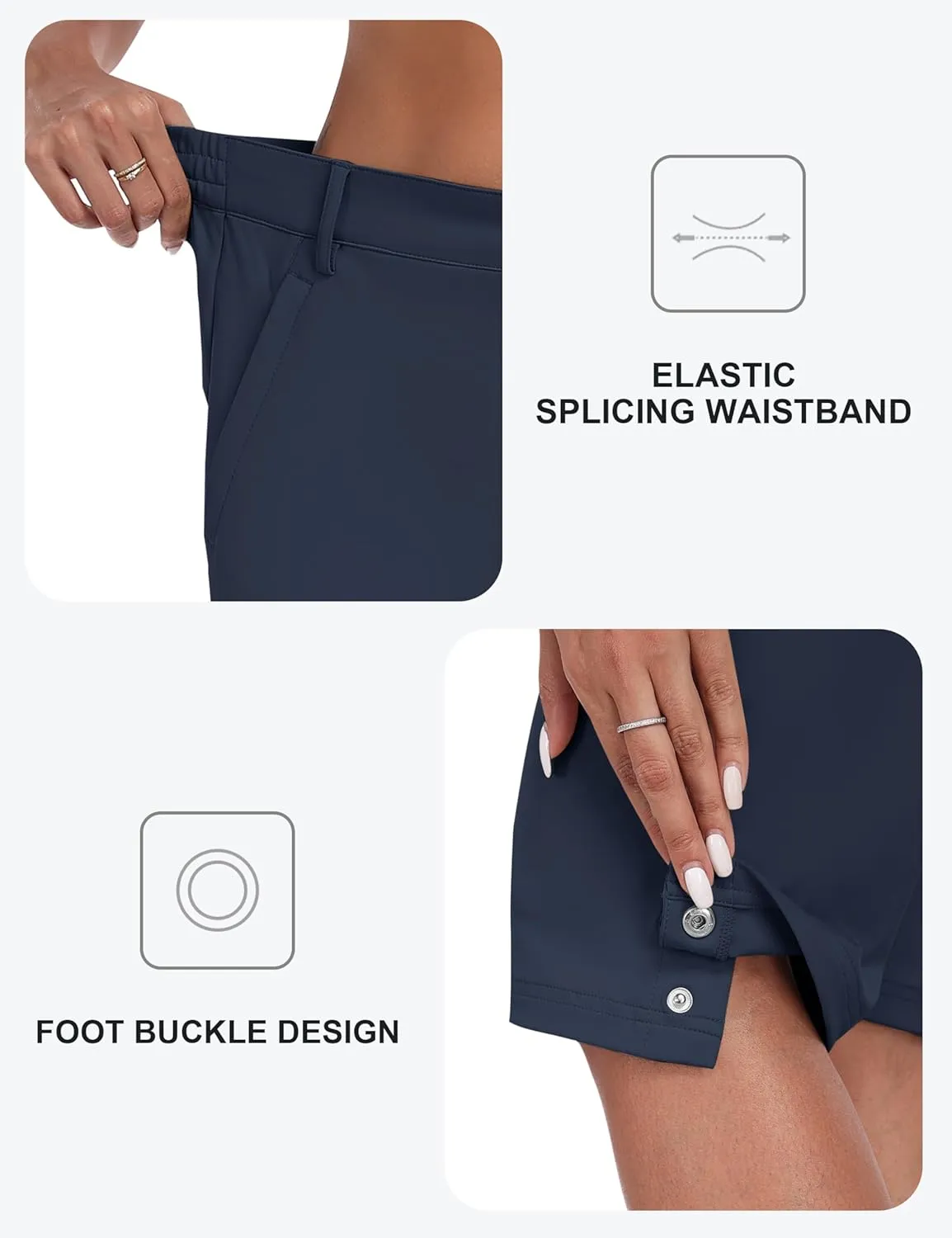 MoFiz Womens 15" Hiking Long Shorts Below Knee Length Capri Cargo Shorts Lightweight Quick Dry Bermuda Shorts