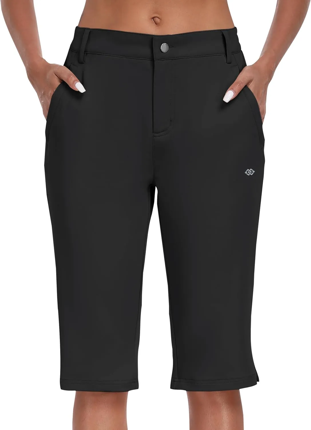 MoFiz Womens 15" Hiking Long Shorts Below Knee Length Capri Cargo Shorts Lightweight Quick Dry Bermuda Shorts